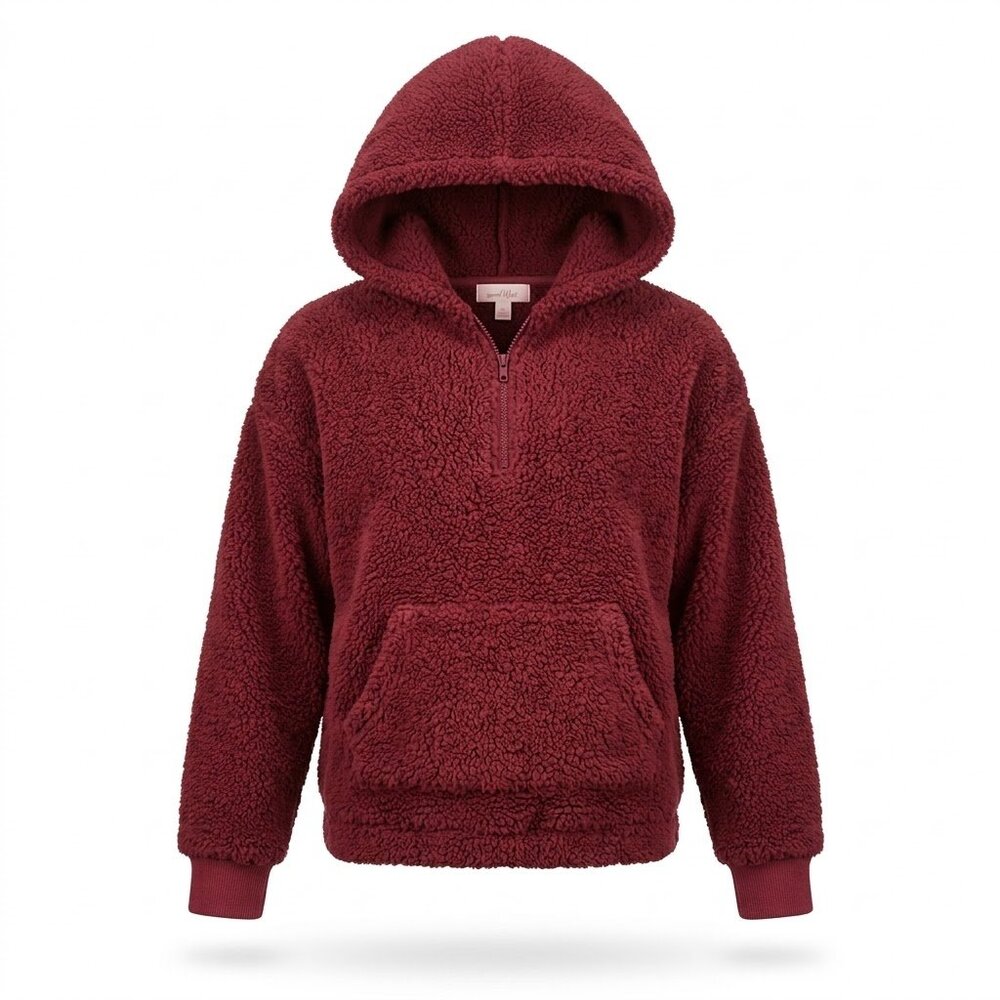 Sunset West Plush Fleece 1/4 Zip Hooded Sweatshirt Girls' Size Large